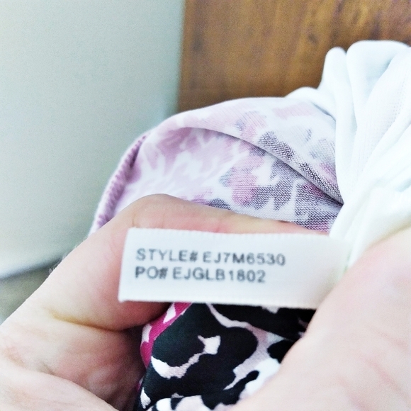 Eliza J Purple and Black Dotted Check Print Quarter Sleeve Gathered Dress - Picture 9 of 9